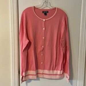 Lands' End Women's Pink Cardigan Sweater XL